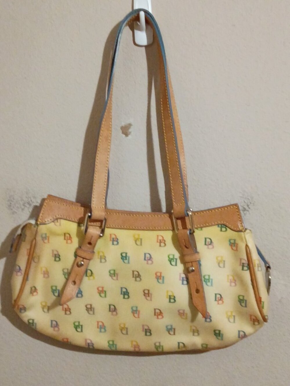 DOONEY & BOURKE Buckle Satchel IT BAG Handbag SIGNATURE RAINBOW MONOGRAM Purse - Picture 1 of 13